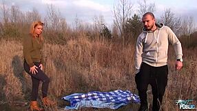 A blonde gets her first outdoor sexual experience and is recorded