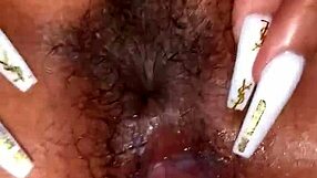 bent over pussy gaping with dildo and cum