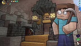 hornycraft parody hentai with big tits teen and double creampie 😈