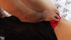 French amateur's naughty solo session in satin dress