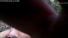 Risky Outdoor Blowjob with Shaved Big Cock and Facial Jizz
