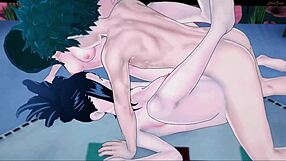 Deku Pounds Momo and Tsuyu in Steamy My Hero Hentai Threesome
