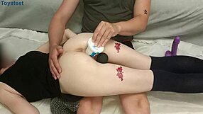 stepsister gets happy with two big dildos magic wand