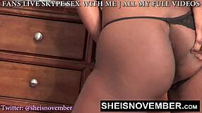 squirt in glass as horny black amateur strips and rubs cunt to cum