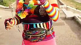 i show off my panties and cock in skirt