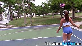 At the party, these real teen lesbians engage in an athletic threesome with oral action in high definition