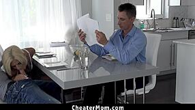 Skinny stepmom rides stepson's big cock in POV fantasy