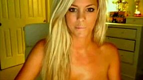hot busty blonde rips her clothes off in a sexy striptease on webcam