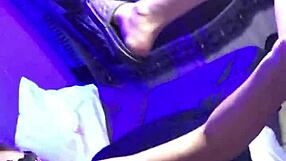 Giving a blowjob and analing a big cock on a table