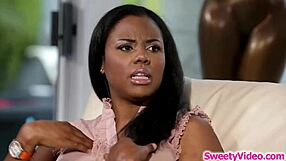 Ebony girl with small tits facesits her busty brunette best friend