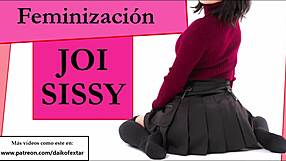 Joi sissy in mini skirt and condom
