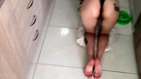 Beautiful stepsister loves to clean up while wearing tiny clothes and also enjoys hard sex