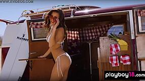 Gia Ramey's Natural Tits Tease At The Beach.