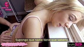 Blonde stepsister stuck and bent over for doggystyle taboo fetish fucking