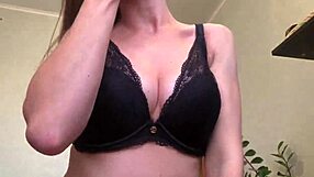 hey girl with those big tits in fishnet pantyhose, doing solo masturbation - can you make me not cum?