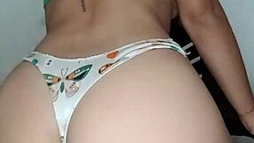 sexy latina brunette comes home and strips nude on webcam, showing her petite tits