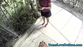 Beautiful teen gets paid to have sex outdoors in HD video