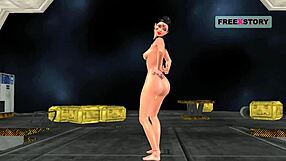 Animated 3d solo girl masturbates with banana poses.