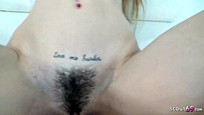 Skinny teen Adelle rolls her eyes to pleasure
