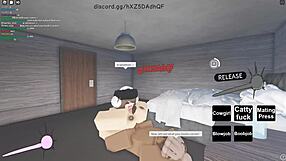 Big black cock penetrates tight pussy in Roblox game