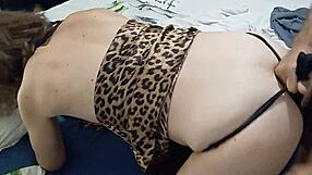 Blonde Amateur French Slut In Leopard Babydoll Fuck Suck In Satin Lingerie!