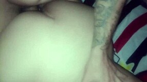 bent over bitch girlfriend gets pounded doggystyle in tight pussy and ass. her big ass shakes with every thrust.