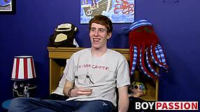 Redhead guy spills secrets before solo toy play session