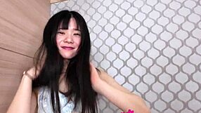 Pretty Japanese woman gets a creampie as a reward for a good blowjob
