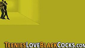 Blonde teen bent over for huge cock pounding