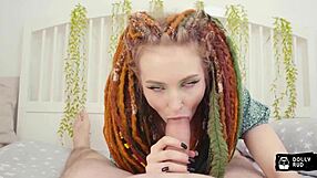 Stepsister with dreadlocks gives great blow job and rides in anime style
