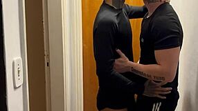 Damn! Young guys caught making out on building camera footage!