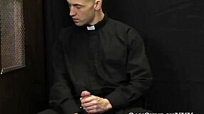 Aspiring blonde priest admits his raw sexual sins during confession.