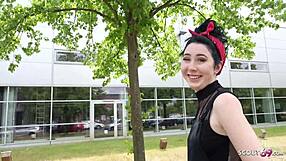 Public street casting with young German teen Joena