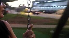 Brazilian brunette gets bent over for anal doggystyle creampie in car