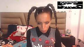 Petite Latina Carmen gets messy with a facial blast
