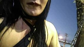 Brazilian brunette gets bent over for anal doggystyle creampie in car