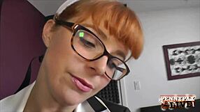 Gloved nurse Penny Pax strokes, sucks, and fucks her patient's hard cock