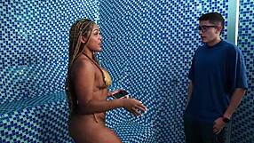 My Best Friend's Son Joins Me in Public Sauna for Interracial Sex