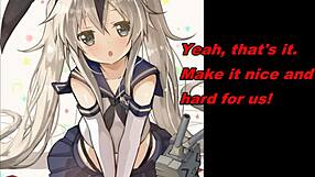 Amatsukaze and Shimakaze Provide Dual Jerk Off Instructions in Anime Style