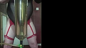 Bisexual crossdresser shyly fills himself up in homemade scene