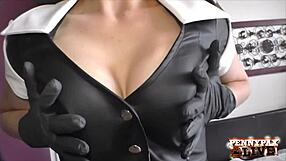 Gloved nurse Penny Pax strokes, sucks, and fucks her patient's hard cock