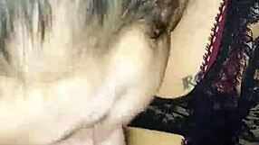 Slut sucks cock deepthroat blowjob with intense sucking