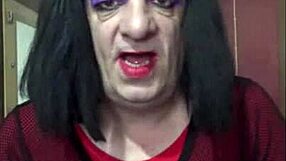 Bisexual crossdresser shyly fills himself up in homemade scene