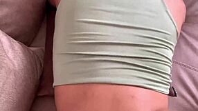 Sexy mother-in-law in leggings cleans with tight clothes to tease