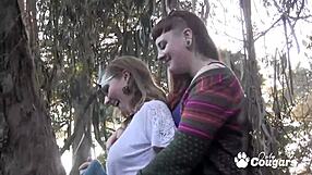 chunky lesbians jolene parton and maggie mayhem finger bang in forest