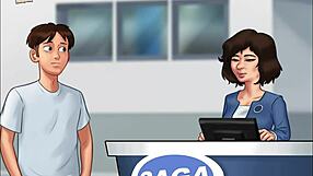 Summertime Saga 74 brings erotic cartoon action with a brunette in steamy game scenes
