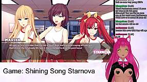 Vtuber Lewdneko dives into Shining Song Starnova Mariya route part 1, exploring the game's anime world with playful interactions.
