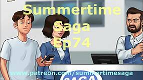 Summertime Saga 74 brings erotic cartoon action with a brunette in steamy game scenes