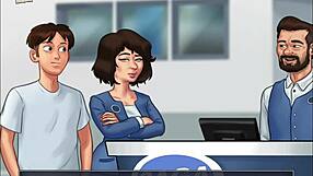 Summertime Saga 74 brings erotic cartoon action with a brunette in steamy game scenes