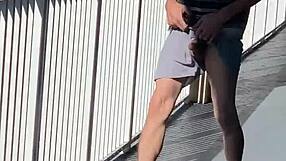 Flashing huge tits in a car and hotel